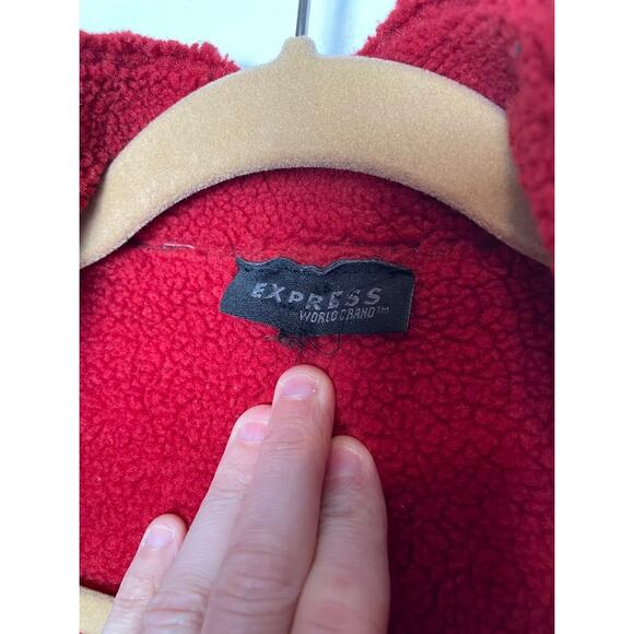 Suede Vest Womens Medium Red Leather Fleece Sleeveless Full Zip Jacket Coat - Picture 7 of 15